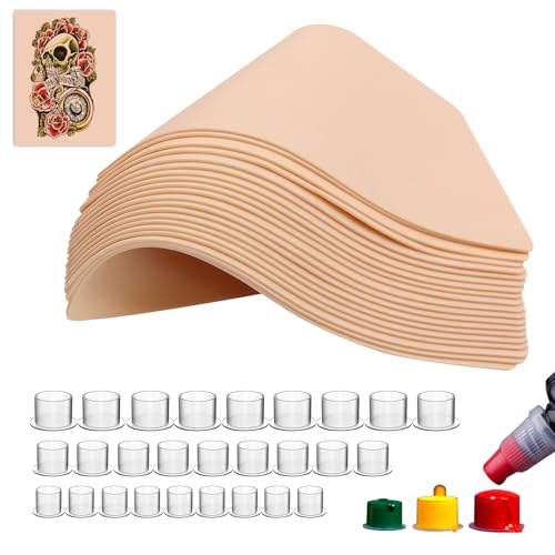 Jconly 320Pcs Tattoo Skin Practice Kit - 20 Skin Sheets & 300 Ink Cups (#9/#13/#16)