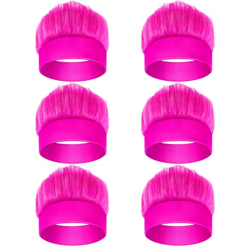 Hot Pink Hairy Headbands - 6pcs Funny Costume Accessories for Adults