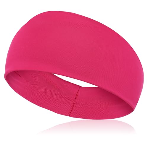 Neon Pink Headband for Women - Wide Non-Slip Sports & Yoga