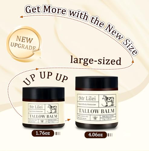 Lilei Beauty Beef Tallow & Honey Balm 4.06oz Face & Body Moisturizer - Natural Skincare