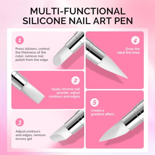 MelodySusie 5-Piece Nail Art Sculpture Pen Set - Dual Tipped Brushes for DIY Nail Design