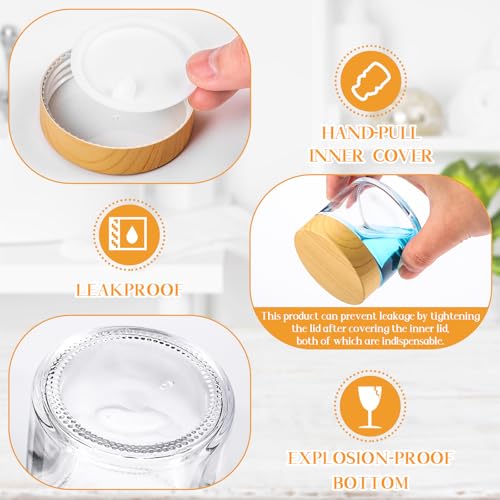 Layhit 12 Pcs 2oz Glass Jars with Wood Lids - Clear Containers for Creams & Lotions
