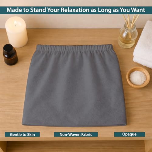 Pack of 20 Dark Grey Disposable Spa Wraps for Women - Adjustable 50 GSM Bathrobe Skirts