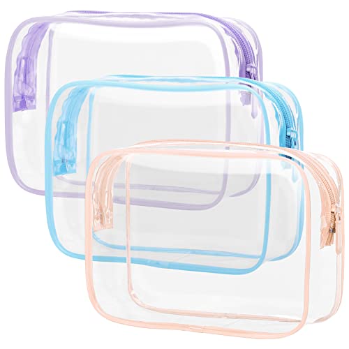 TSA Approved Clear Toiletry Bag - 3 Pack Quart Size for Travel