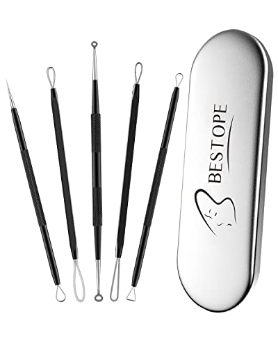 TAYTHI Double-Head Blackhead Remover Tool Kit - 5Pcs Stainless Steel Acne Extractor