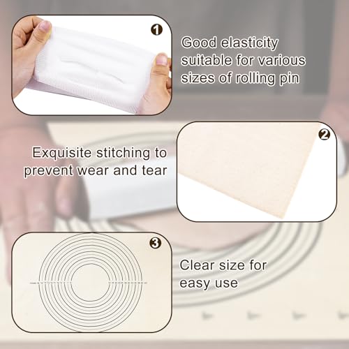 Pastry Baking Set - 25" Cotton Canvas Cloth & 2 Rolling Pin Covers