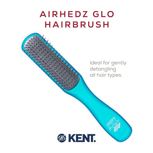 Kent Airhedz Glo Blue Detangling Hair Brush - 9 Row Ionic Nylon Bristles