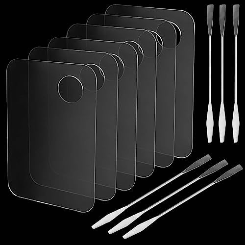 JAPCHET Acrylic Makeup Palette Set with 6 Mixing Sticks - 6 Pcs