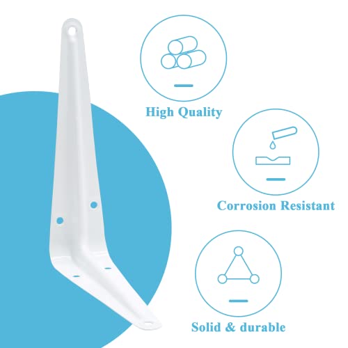 Uenhoy 10 Pack White Shelf Brackets, 6 Inch Metal L Brackets