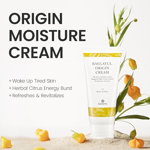 Baegayul ORIGIN Citrus Face Moisturizer Cream - Korean Hydration for Dry, Sensitive Skin 2.71 fl oz