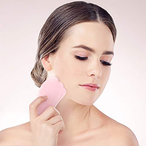 Jovivi Natural Rose Quartz Gua Sha Wing-Shape Facial Massage Tool