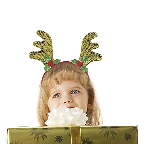 Glitter Deer Antler Headband Set of 6 for Christmas Parties