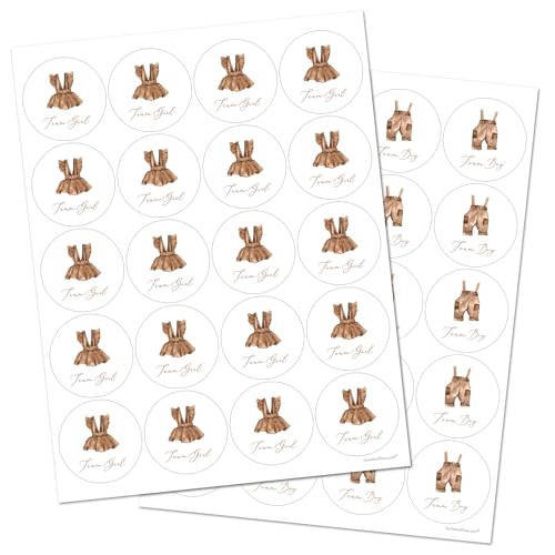 Boho Baby Gender Reveal Stickers - 40 Round Labels