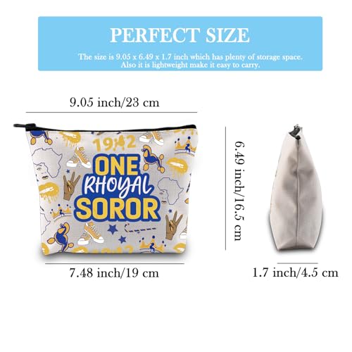 One Rhoyal Sorority Sister Makeup Bag - Blue & Gold Zipper Pouch