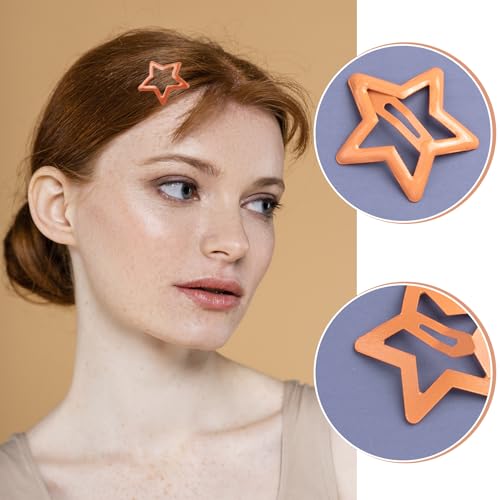 20-Piece Orange Star Hair Clips for Women - Non-Slip Barrettes