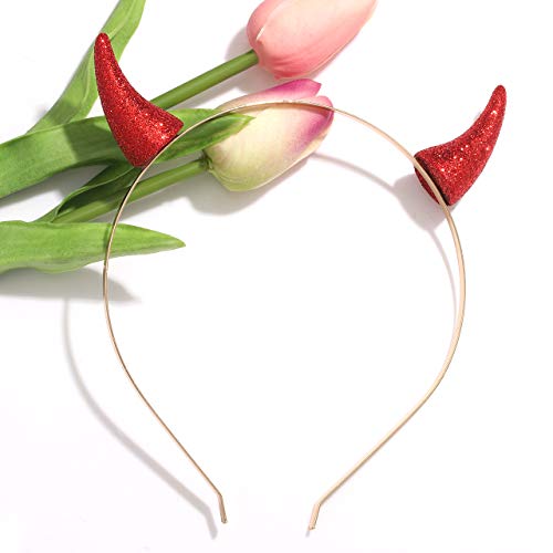 NVENF Glitter 3D Devil Horns Headband for Halloween Costume Party Accessory