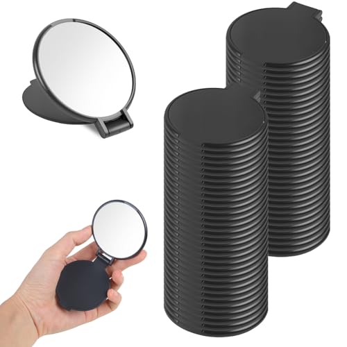 Black Mini Makeup Mirror - 50 Pack Compact Travel Folding Mirrors