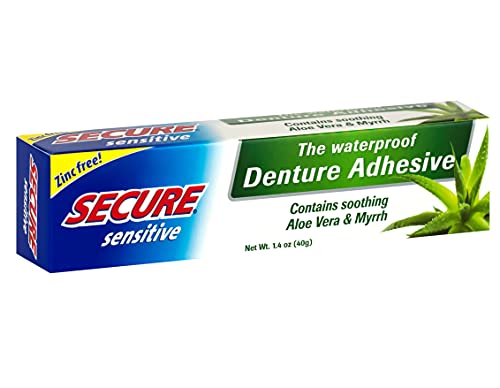 Secure Waterproof Denture Adhesive for Sensitive Gums - 1.4 Oz