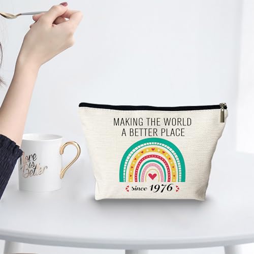 50th Birthday Makeup Bag - Rainbow 1976 Waterproof Cosmetic Travel Pouch