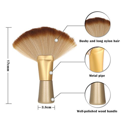 Anself Soft Neck Duster Brush - Gold Fan-Shaped Barber Hair Sweep