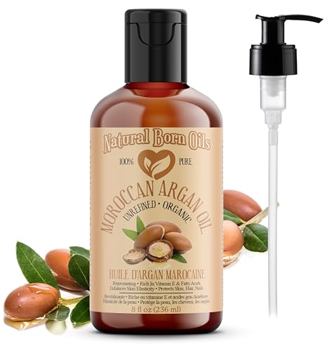 Natural Born Oils 100% Pure Organic Moroccan Argan Oil - 8oz