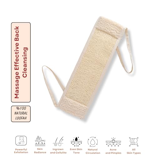 Natural Loofah Back Scrubber for Shower - Exfoliating 1 Count