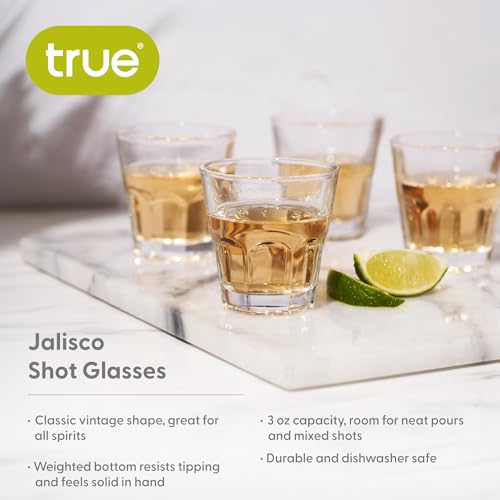 True Jalisco Vintage Shot Glasses Set of 6 - 3 oz Durable Design