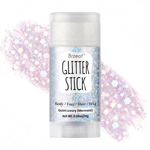 Brzeaf Mermaid Body Glitter Stick - Long Lasting Face & Body Makeup for Parties