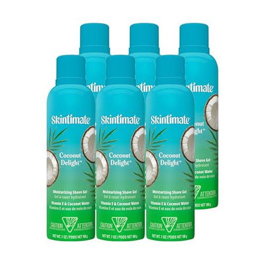 Skintimate Coconut Delight Shave Gel for Women, 6 Pack | Skintimate Shaving Cream for Women, Womens Shaving Cream, Shave Cream, Shaving Foam, Womens Shave Gel, Pack of 6, 7oz each
