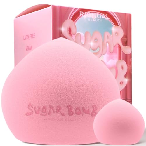 Richual Beauty Sugar Bomb Pink Makeup Sponge Set – Marshmallow Soft Blender for Face & Body