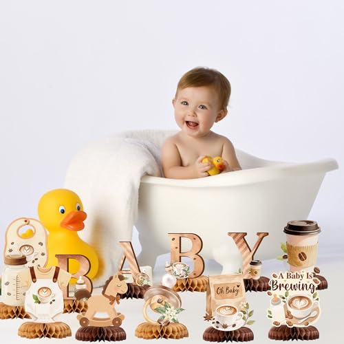 Coffee Themed Baby Shower Centerpieces - 12 Honeycomb Props