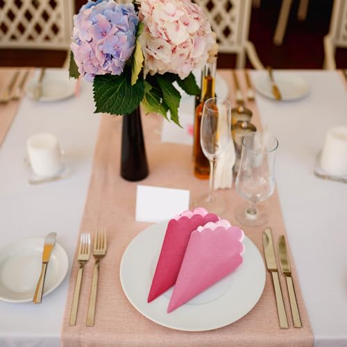 Zhanmai 100 Pack Pink Gradient Scalloped Cocktail Napkins