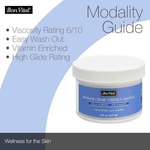 Bon Vital' Multi-Purpose Massage Creme 8oz with Aloe Vera - Professional Body Massage Cream