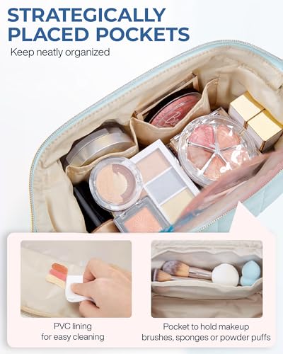 BAGSMART Travel Makeup Bag - Padded Toiletry Organizer in Mint Green
