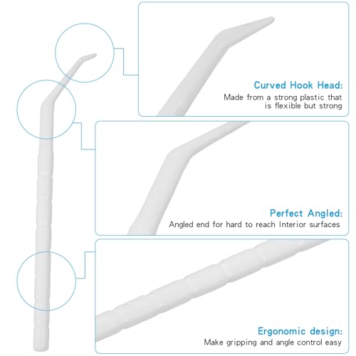 DanTicy White Interdental Toothpicks 600pcs Pack of 3 - Curved Plastic Dental Picks