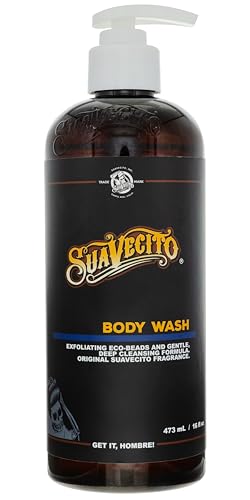 Suavecito Men's Body Wash with Eco Beads - Exfoliating Shower Gel, 16 oz