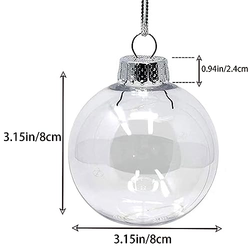 10 Pack Clear Plastic Refillable Christmas Ornaments - 3.15 Inch DIY Decoration Balls