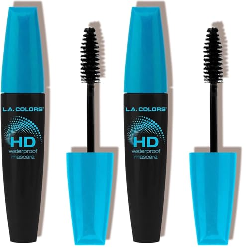 L.A. COLORS HD Waterproof Mascara, Very Black CMS522 (Pack of 2)