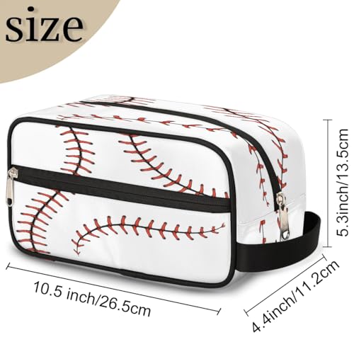 White Baseball Travel Toiletry Bag for Kids - Large-Capacity Hanging Dopp Kit