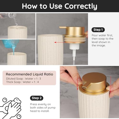 Segbeauty Foam Soap Dispenser Refillable, 10.8oz Ceramic Foaming Hand