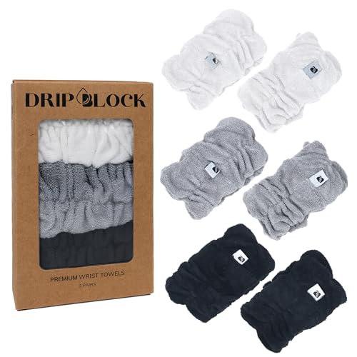 Drip Block Bamboo Wrist Bands for Washing Face, 6 Pack, Absorbent & Quick-Drying