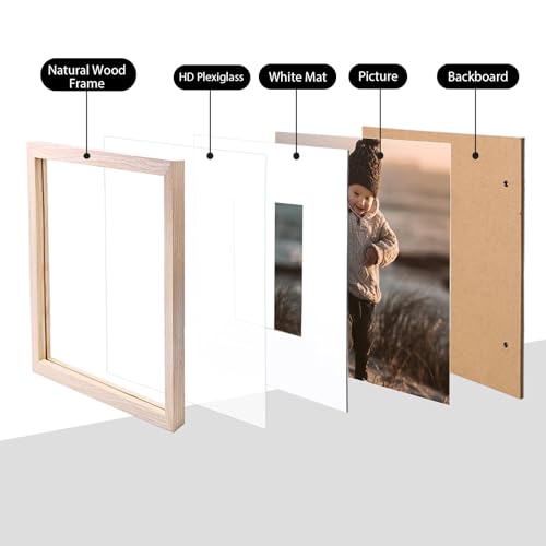 9x9 Natural Wood Picture Frame for Wall & Tabletop Display