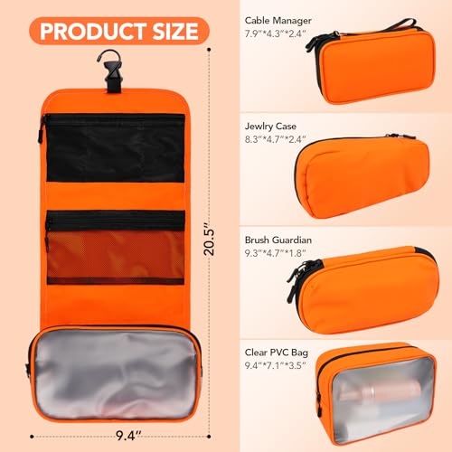 Idcymoul Orange 5-Piece Travel Toiletry Bag Set for Women - Organizer