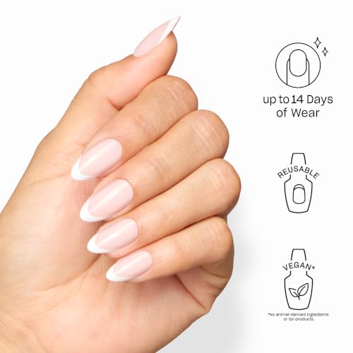 OPI On Point Bride or Die White French Tip Press-On Nails | Medium Almond, Reusable & Long Lasting