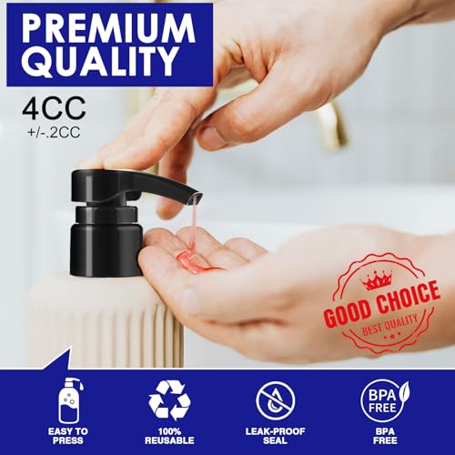 2-Pack Shampoo Pump Dispenser for 33.8 oz Bottles - Black & White
