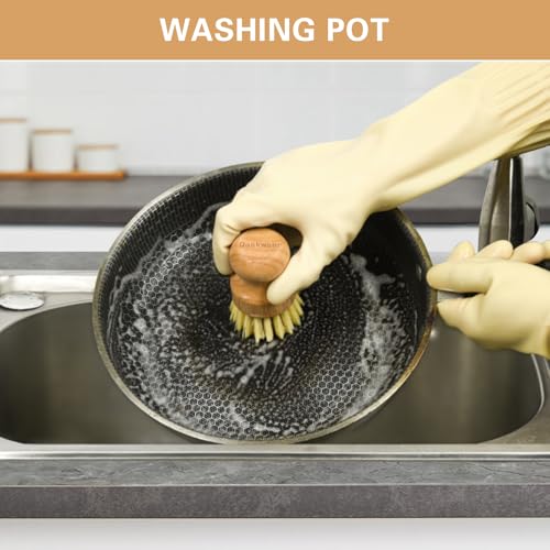 Natural Wooden Dish Brush Set with Draining Rack - 3 Pieces