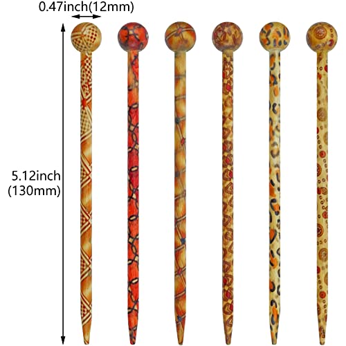 24 Pcs Boho Vintage Wooden Hair Sticks for Women - Japanese & Chinese Hairpins, Retro Hair Forks & Bun Holders