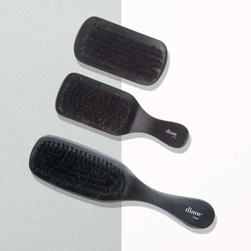 Black Curved Wave Brush with Soft Boar Bristles - Pack of 2 for Men & Women