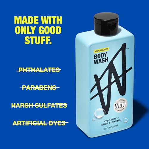 W By Jake Paul Body Wash for Men, Wave Breaker Scent, Hydrating, 2 Pack