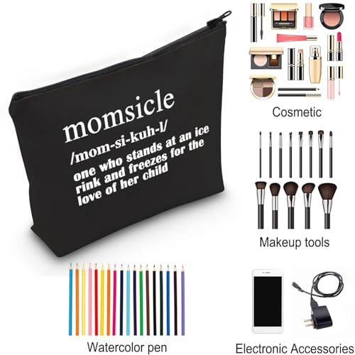 Hockey Mom Makeup Bag - Waterproof Momsicle Cosmetic Toiletry Pouch